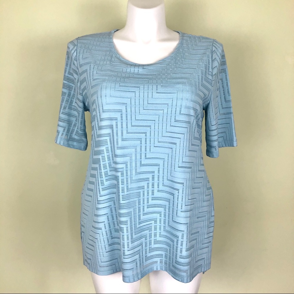 Chico's Light Blue Geometric Print Top Size Large